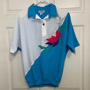 Bonnie Blair 80's vintage color block floral blouse
